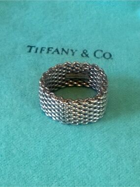 Tiffany & Co. Silver Woven Mesh Band - Size 7.5